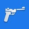 Paper cut Mauser gun icon isolated on blue background. Mauser C96 is a semi-automatic pistol. Paper art style. Vector