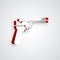 Paper cut Mauser gun icon isolated on grey background. Mauser C96 is a semi-automatic pistol. Paper art style. Vector