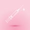 Paper cut Medical syringe with needle and drop icon isolated on pink background. Syringe sign for vaccine, vaccination