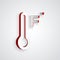 Paper cut Meteorology thermometer measuring heat and cold icon isolated on grey background. Temperature Fahrenheit