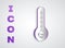 Paper cut Meteorology thermometer measuring heat and cold icon isolated on grey background. Thermometer equipment