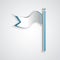 Paper cut Meteorology windsock wind vane icon isolated on grey background. Windsock indicate the direction and strength