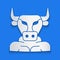 Paper cut Minotaur icon isolated on blue background. Mythical greek powerful creature the half human bull legendary