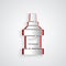 Paper cut Mouthwash plastic bottle icon isolated on grey background. Liquid for rinsing mouth. Oralcare equipment. Paper