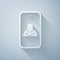 Paper cut Online psychological counseling distance icon isolated on grey background. Psychotherapy, psychological help