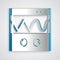 Paper cut Oscilloscope measurement signal wave icon isolated on grey background. Paper art style. Vector