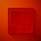 Paper cut Oscilloscope measurement signal wave icon isolated on red background. Paper art style. Vector