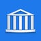 Paper cut Parthenon from Athens, Acropolis, Greece icon isolated on blue background. Greek ancient national landmark