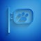 Paper cut Pet grooming icon isolated on blue background. Pet hair salon. Barber shop for dogs and cats. Paper art style