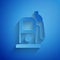 Paper cut Petrol or gas station icon isolated on blue background. Car fuel symbol. Gasoline pump. Paper art style