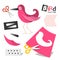 Paper Cut Pink Bird Parts with Scissors Isolated