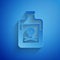 Paper cut Poison in bottle icon isolated on blue background. Bottle of poison or poisonous chemical toxin. Paper art