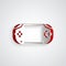 Paper cut Portable video game console icon isolated on grey background. Gamepad sign. Gaming concept. Paper art style
