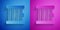 Paper cut Prison window icon isolated on blue and purple background. Paper art style. Vector