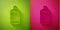 Paper cut Punching bag icon isolated on green and pink background. Paper art style. Vector