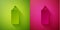 Paper cut Punching bag icon isolated on green and pink background. Paper art style. Vector Illustration