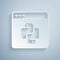 Paper cut Python programming language icon isolated on grey background. Python coding language sign on browser. Device