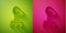 Paper cut Radar icon isolated on green and pink background. Search system. Satellite sign. Paper art style. Vector