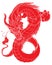 Paper cut Red tribal dragon tattoo.Japanese old dragon for tattoo. Traditional Asian tattoo the old dragon vector.