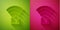 Paper cut Router and wi-fi signal icon isolated on green and pink background. Wireless ethernet modem router. Computer