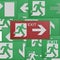 Paper cut of run to exit label for emergency with escape sign fr