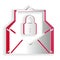 Paper cut Secure mail icon isolated on white background. Mailing envelope locked with padlock. Paper art style. Vector