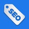 Paper cut SEO optimization icon isolated on blue background. Paper art style. Vector
