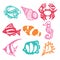 Paper Cut Silhouette Underwater Animals Set