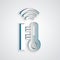 Paper cut Smart meteorology thermometer measuring system icon isolated on grey background. Internet of things concept