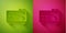Paper cut Spectrometer icon isolated on green and pink background. Paper art style. Vector