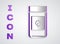 Paper cut Sports doping, anabolic drugs icon isolated on grey background. Anabolic steroids tablet. Pills in jar. Paper