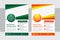 Paper cut style of flyer design template use green and orange flat