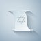 Paper cut Torah scroll icon isolated on grey background. Jewish Torah in expanded form. Torah Book sign. Star of David