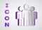 Paper cut Users group icon isolated on grey background. Group of people icon. Business avatar symbol - users profile
