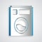 Paper cut Washer icon isolated on grey background. Washing machine icon. Clothes washer - laundry machine. Home