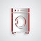 Paper cut Washer icon isolated on grey background. Washing machine icon. Clothes washer - laundry machine. Home
