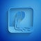 Paper cut Wastewater icon isolated on blue background. Sewer pipe. From the pipe flowing liquid into the river. Paper