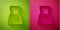 Paper cut Weight icon isolated on green and pink background. Kilogram weight block for weight lifting and scale. Mass