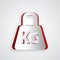 Paper cut Weight icon isolated on grey background. Kilogram weight block for weight lifting and scale. Mass symbol