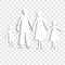 Paper cutout family, family house family cut out of paper on a transparent background. vector illustration