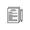 Paper documents and pen line icon