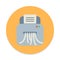 Paper documents shredder flat icon. Round colorful button, circular vector sign.