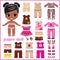 Paper doll with clothes set