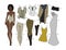 Paper doll with cutout clothes