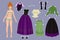 Paper doll of a pretty princess with clothes