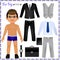 Paper doll with a set of clothes. Business style.