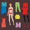 Paper doll with set of cloths