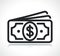 Paper dollar money line icon