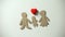 Paper family and heart sign on white background, orphan child needs home