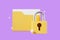 Paper files in folder, padlock and password, data protection